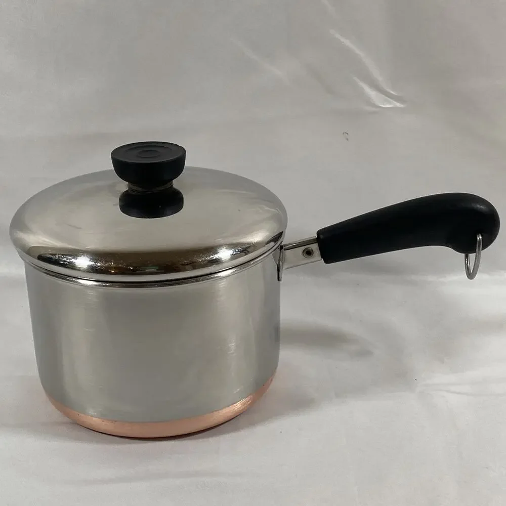Revere Ware 2 Qt Copper Bottom Sauce Pan Pot Lid Stainless Steel Clinton 83 READ